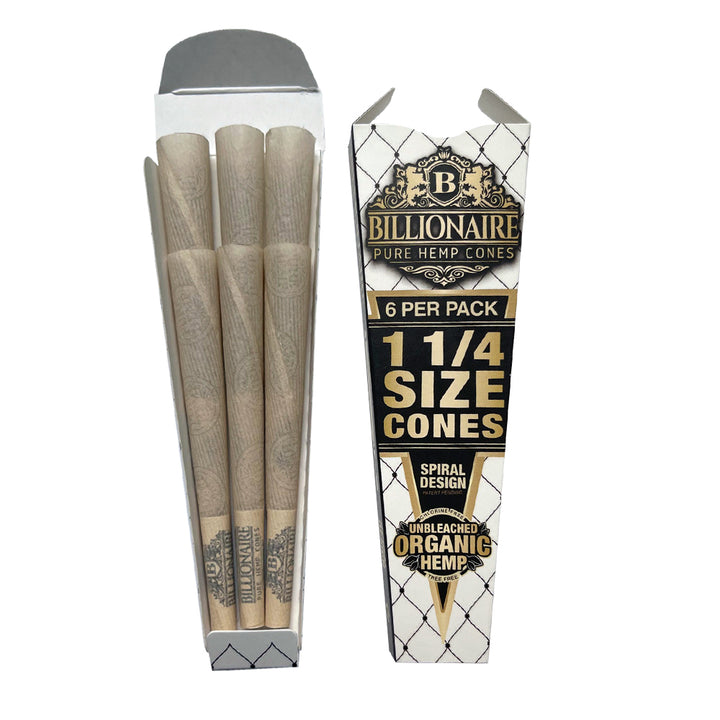 Billionaire Cones® Unbleached Organic - Pre-Rolled Cone - 1-1/4 Size