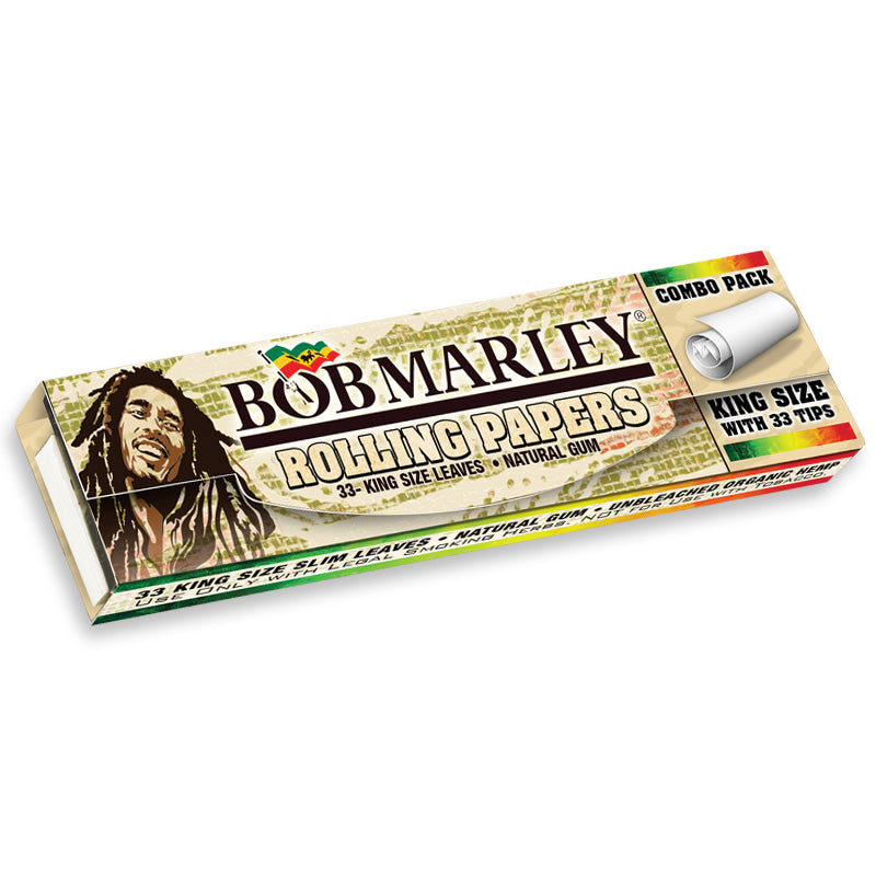 Bob Marley® Unbleached Organic Rolling Paper   33 Tips King Size