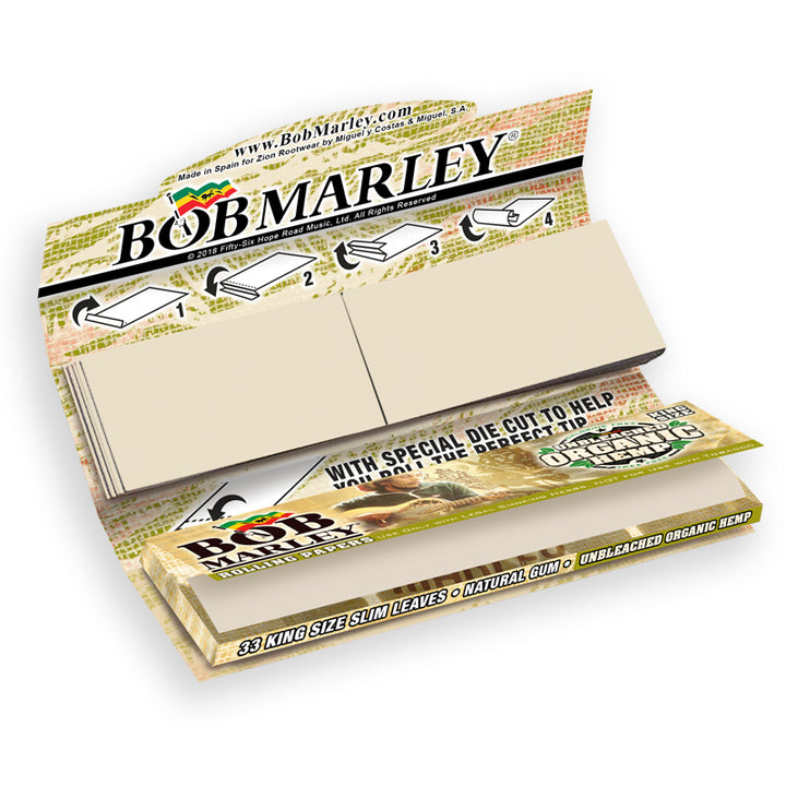 Bob Marley® Unbleached Organic Rolling Paper   33 Tips King Size