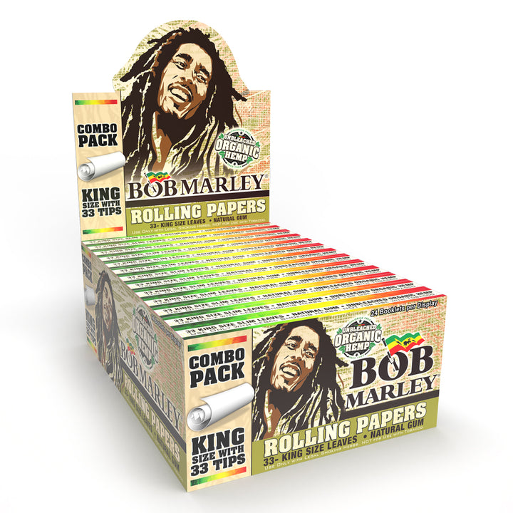 Bob Marley® Unbleached Organic Rolling Paper   33 Tips King Size