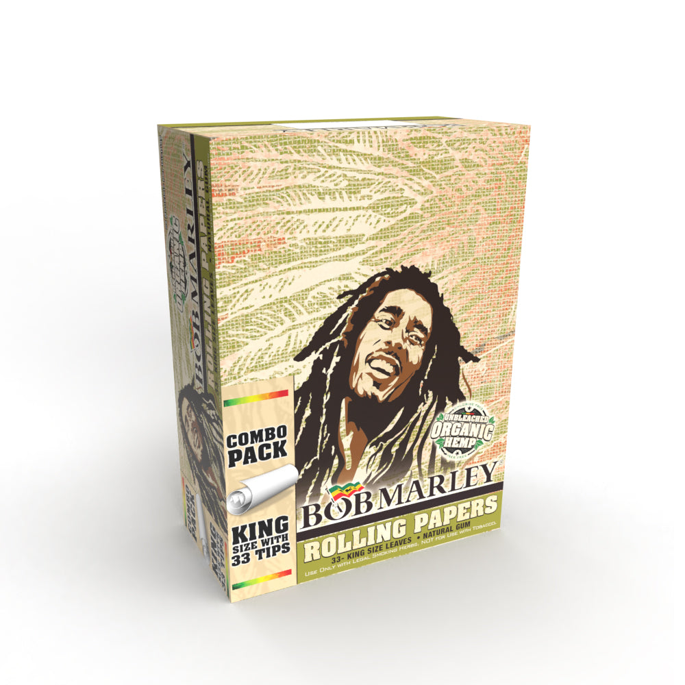 Bob Marley® Unbleached Organic Rolling Paper   33 Tips King Size